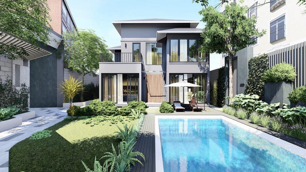 biệt thự 2 tầng mái thái